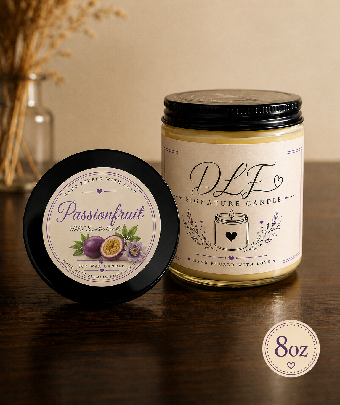 Passion fruit | DLF Signature Candles | 8 oz Hand-Poured Premium Scented Candle